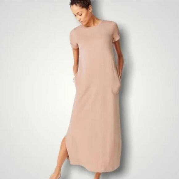 J. Jill PureJill Affinity V-back Tshirt Maxi Dress Mauve Pink Size Medium M - Picture 1 of 8